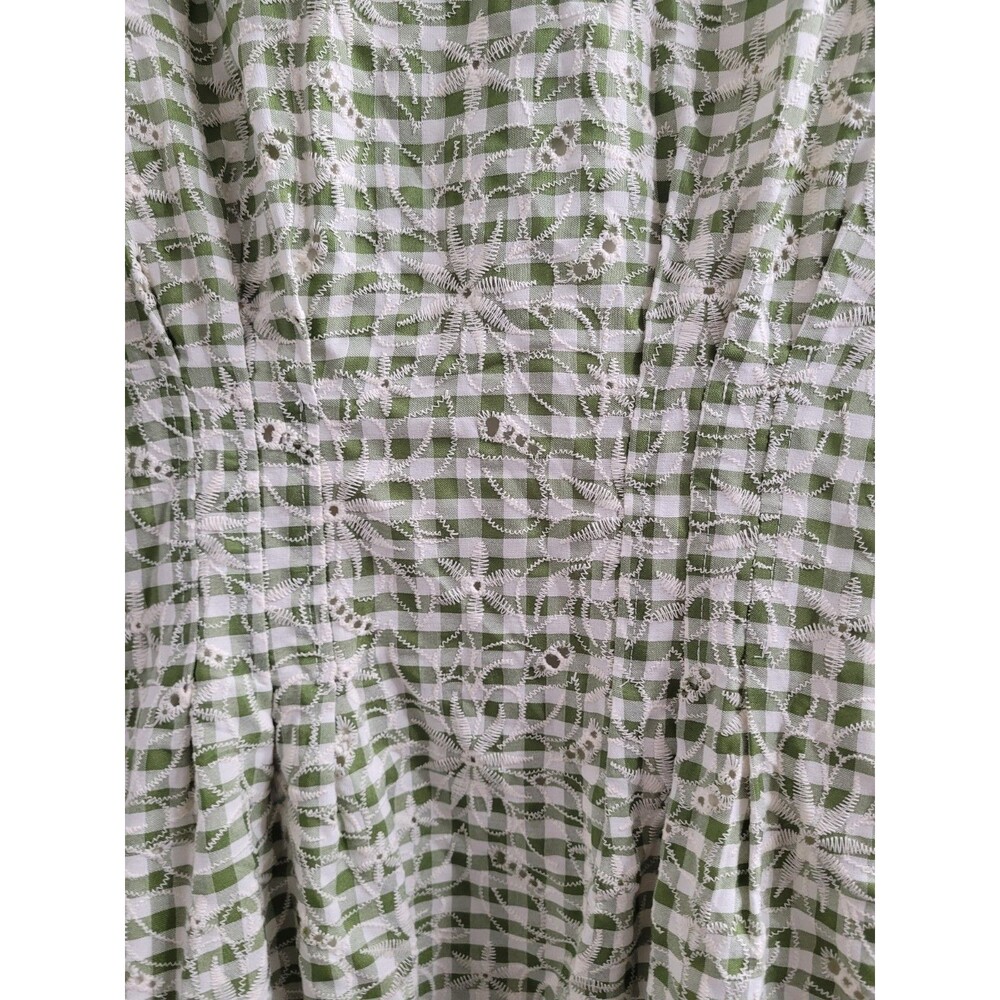 NWT Tuckernuck Delaney Green Gingham Embroidered Mini Dress Puff Sleeve Sz Small - Picture 6 of 11